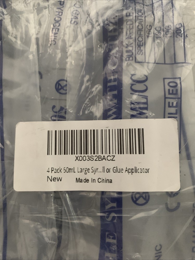 4 Pack 60mL Large Syringe for Liquid with Tip Cap, Plastic Syringes