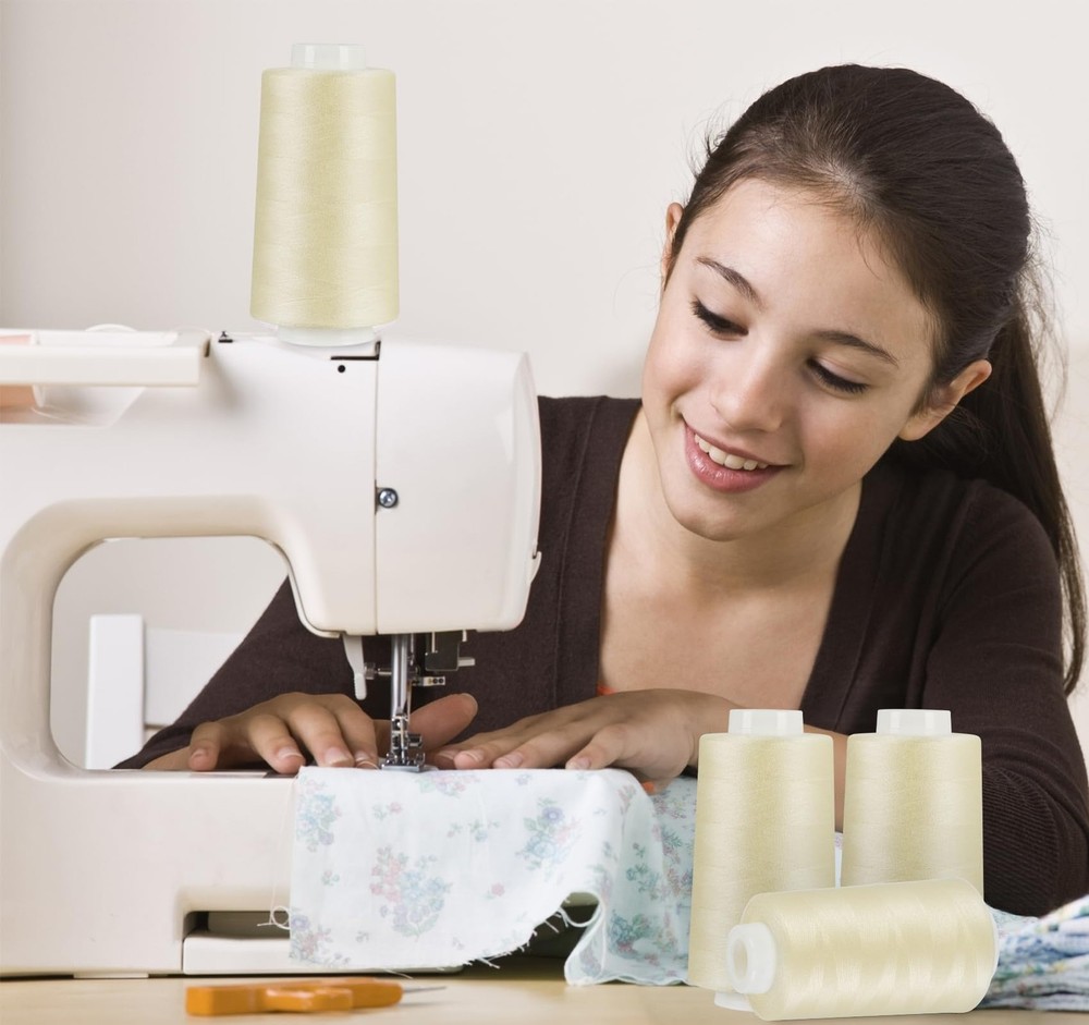 4 Pack 3000 Yards Each Light Beige All Purpose Polyester Serger Thread