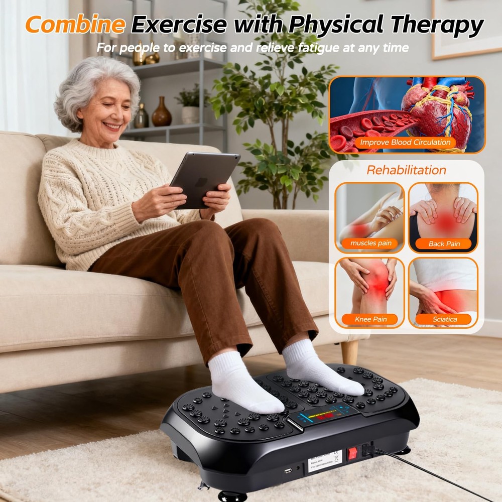 Vibration Plate Exercise Machine, Vibrating Plate for Lymphatic Drainage, Ful...