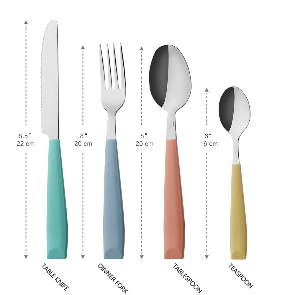 Silverware Set Stainless Steel Colorful Handle Tableware Kitchen Flatware Set...