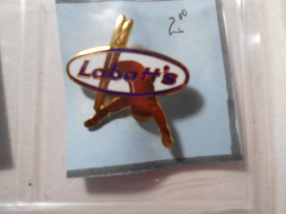 1-1/8" Labatt's skier doing acrobatics beer hat pin