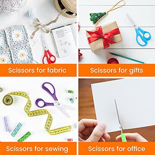 24Pack Sharp Scissors with Ergonomic Handle for Office Home School Sewing Fabric