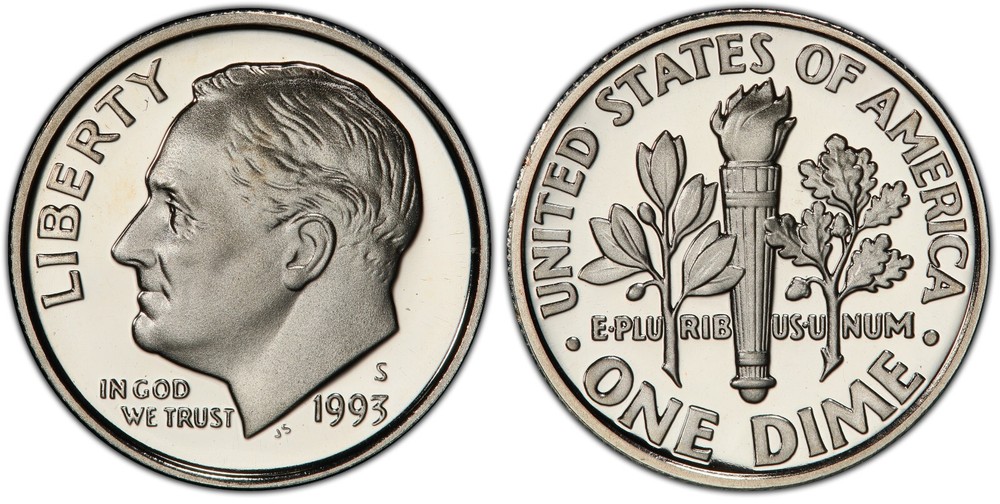 1993S Roosevelt dime proof