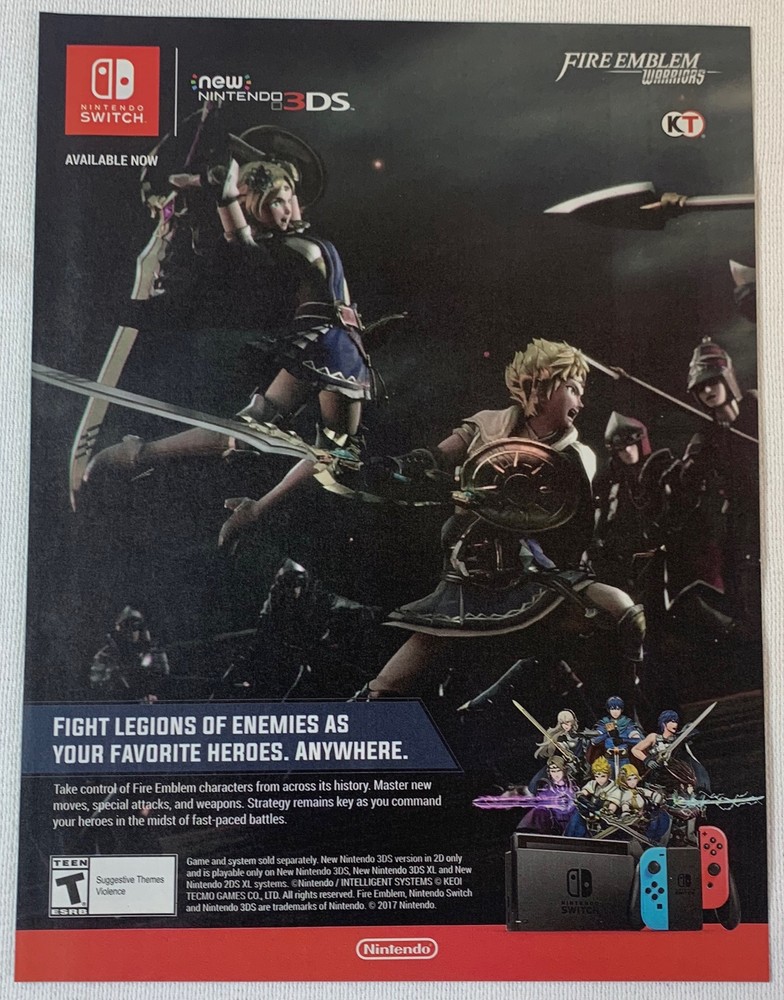 2017 Nintendo Switch video game ad page ~ FIRE EMBLEM WARRIORS