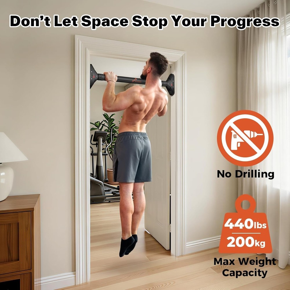Multi-Functional Pull Up Bar - Adjustable 29.5-37'', Max 440lbs, Ideal Home Gym
