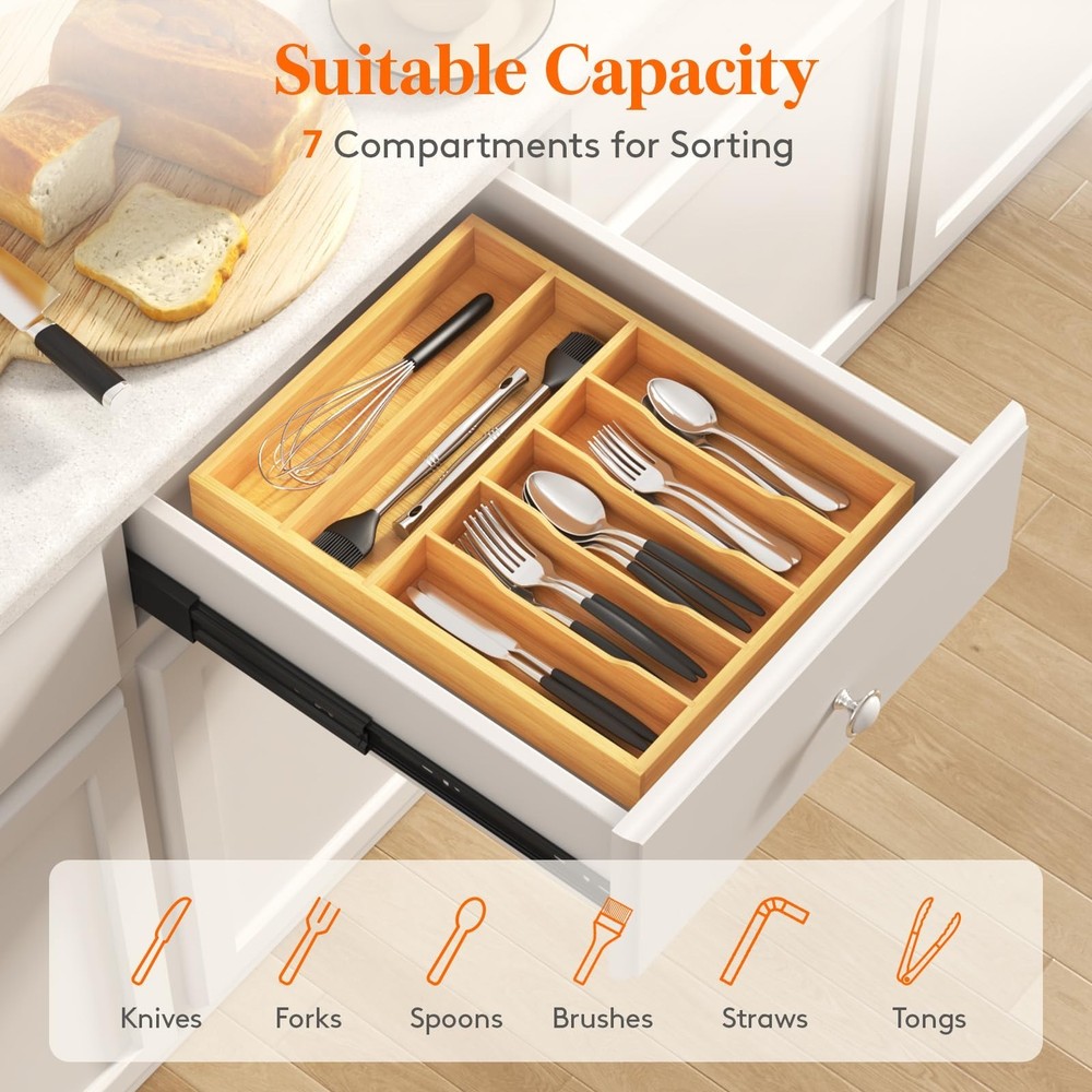 Lifewit Silverware Drawer Organizer, Utensil Tray for Kitchen, Flatware and C...
