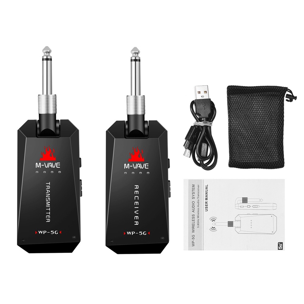 LEKATO Rechargeable Wireless Guitar System 5.8G Transmitter Receiver 4 Channels