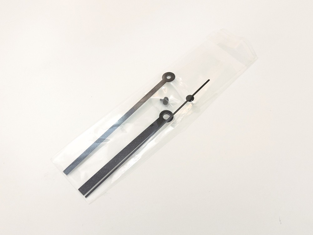 Clock Parts Black Clock Handle Set, Hour, Minute, Second + Sec Stopper 4pc Set