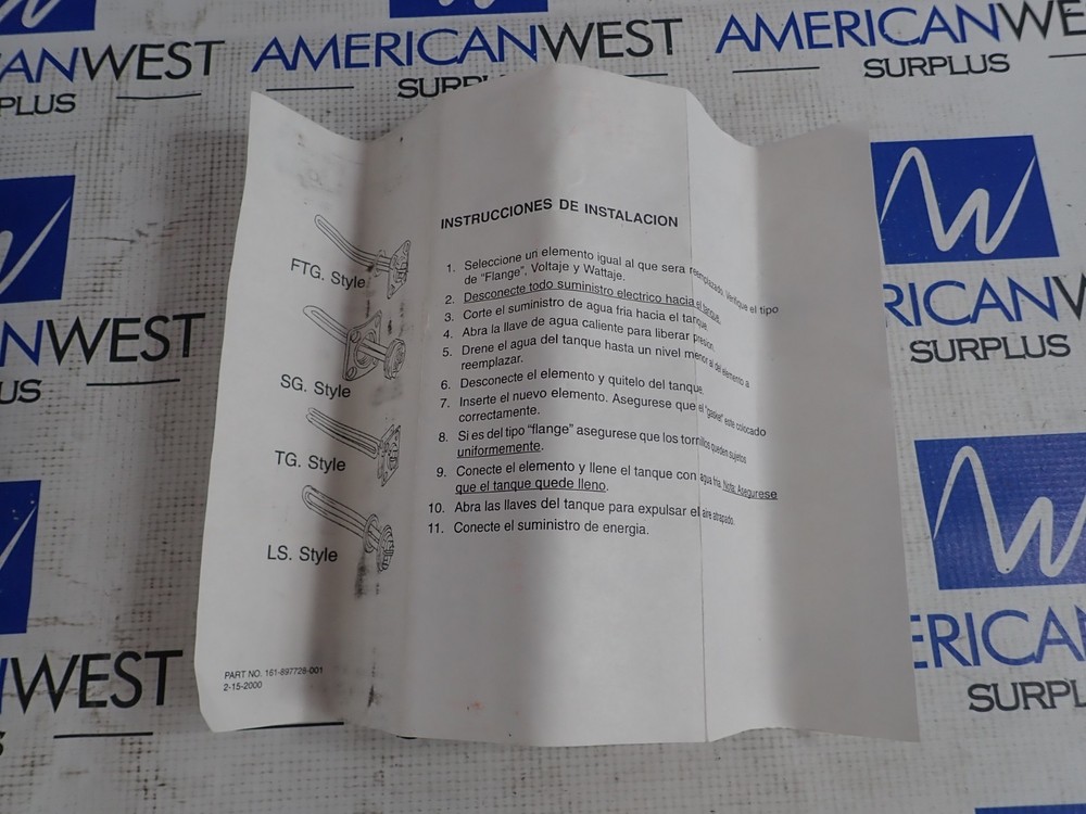 CHROMALOX 2E754 HEATING ELEMENT NEW IN BOX 120V 1650W