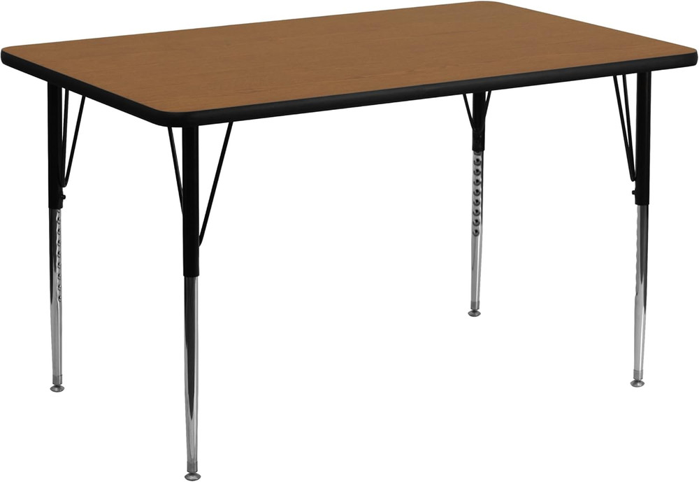 24''W X 48''L Rectangular Oak Thermal Laminate Activity Table - Standard Height
