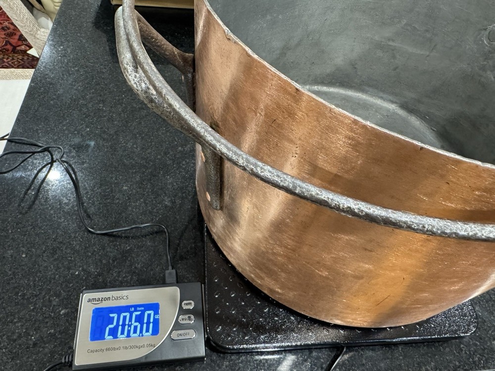 Massive Antique Wrought Iron Handle Copper Pot 15”