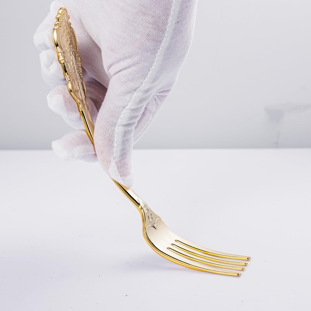 N9R 120PCS Gold Plastic Silverware, Disposable Silverware Include 40 Forks, 4...