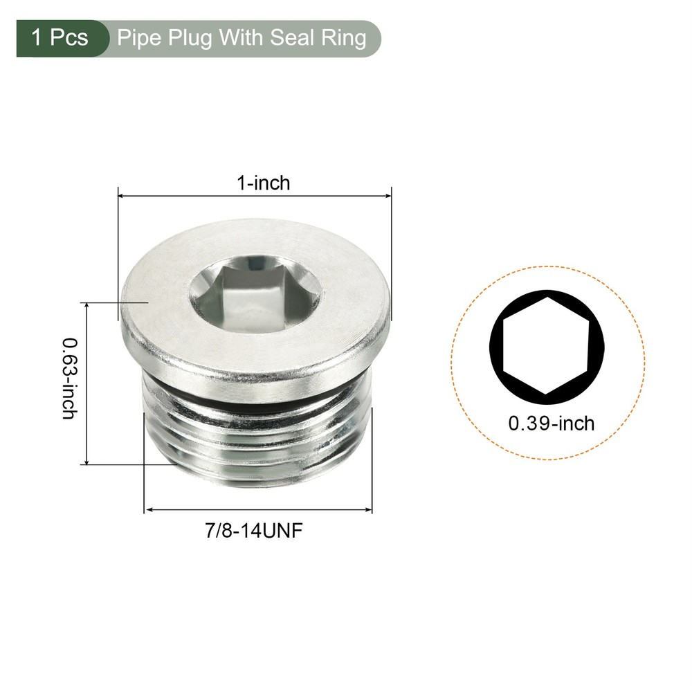 7/8-14UNF Pipe Plug for Terminate Pipe Ends Silver