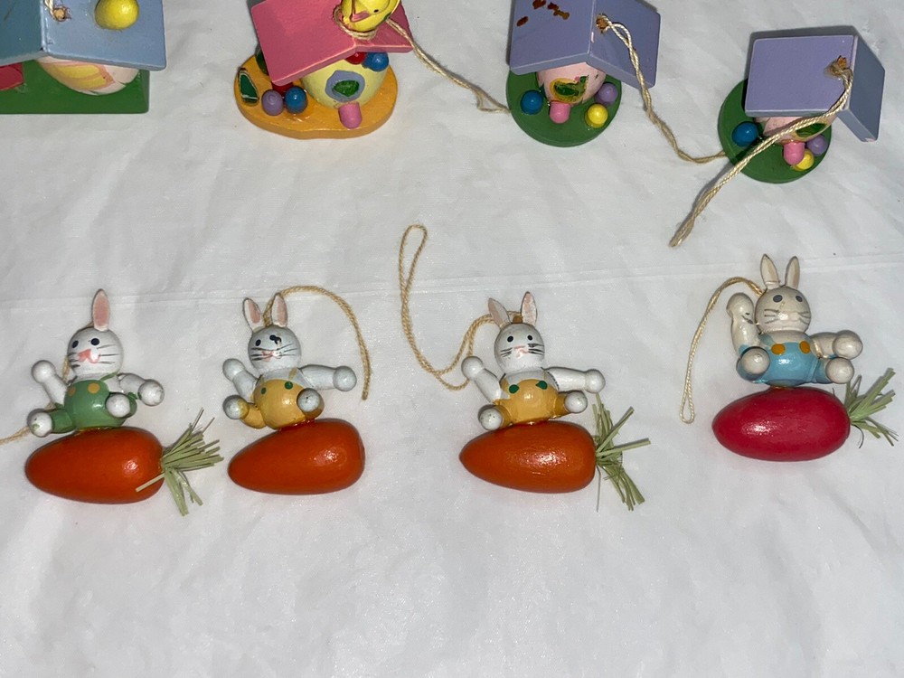 18" Easter Tree Wooden Ornaments Eggs Bunny Hand Painted