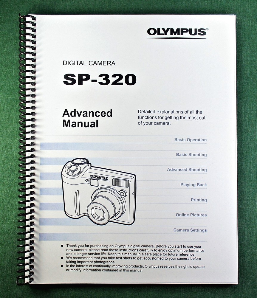 Olympus SP-320 Advanced Instruction Manual: 191 Pages & Protective Covers!