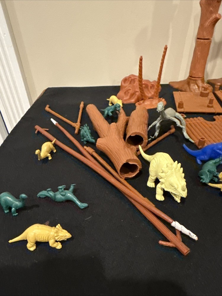 Dinosaur Approximately 37 Figures Plus Trees ( Missing Parts) READ