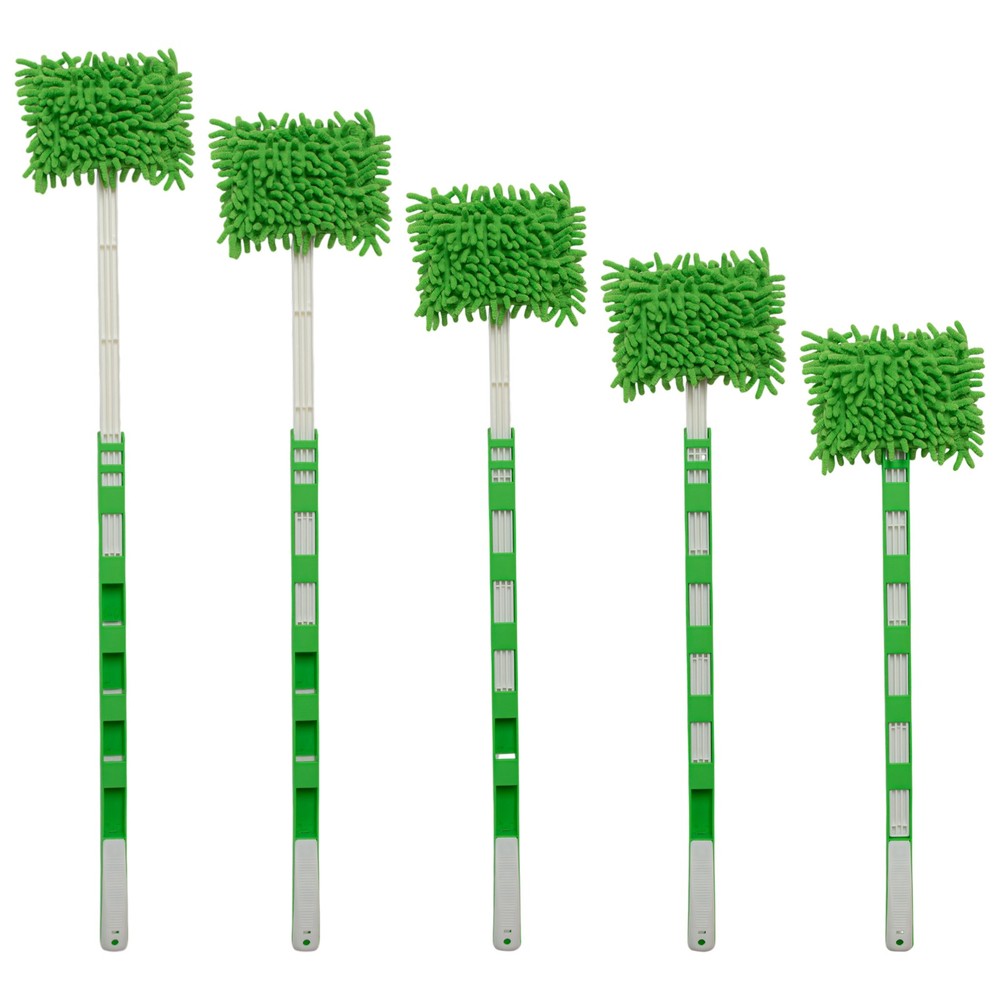 Smart Home Microfiber Chenille Cleaning Brush Duster Extendable Handle in Green