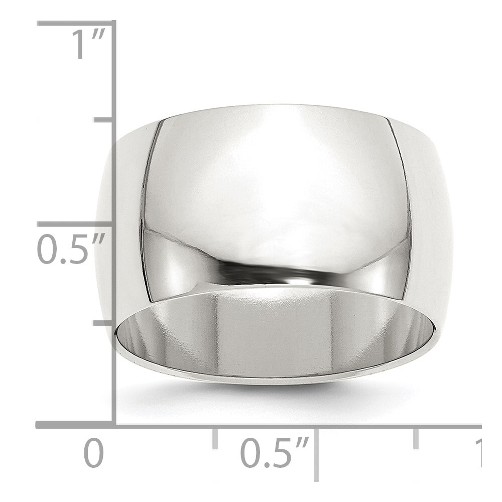 Sterling Silver 12mm Half Round Size 8 Band Ring