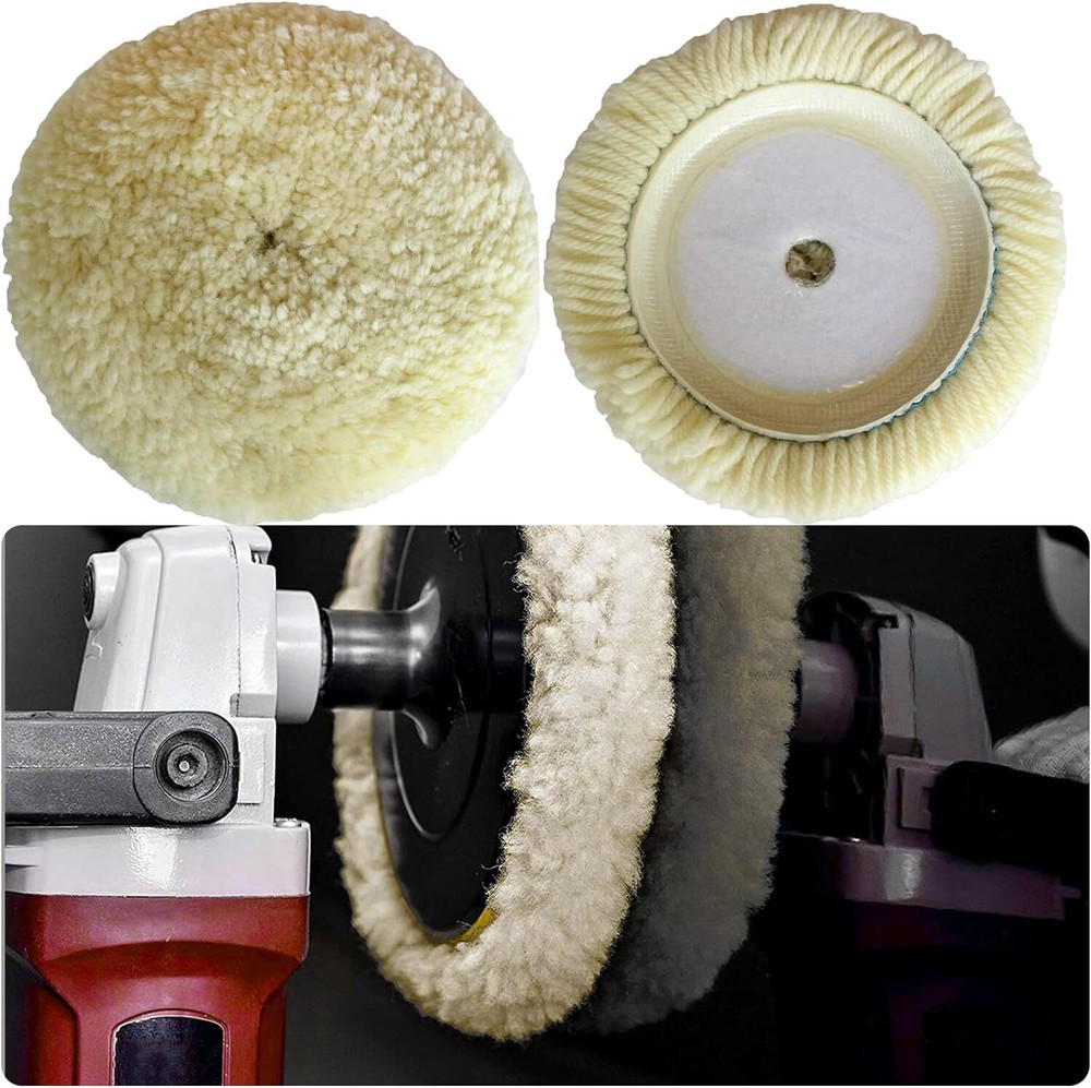 Wool Buffing Pad 5" Polishing Pad Hook and Loop Bonnet Sanding On Car Buffer Pad