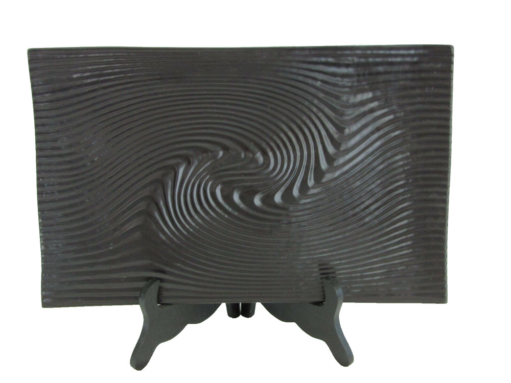 Baum Brothers Black Textured Sand Dune Stoneware 14” Rectangular Platter