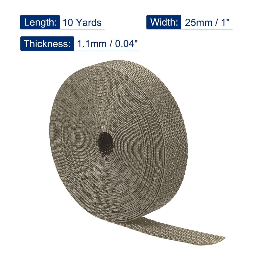 Lightweight Polypropylene Webbing Strap 1" 10 Yards Dark Khaki Strapping