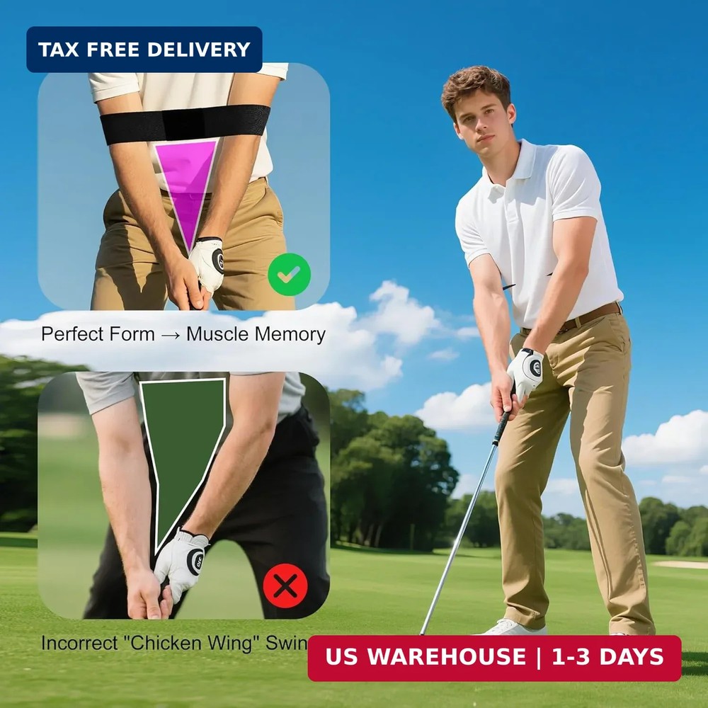 2 Pack Golf Swing Training Aid Swing Correcting Arm Band for Muscle Memory & Bod