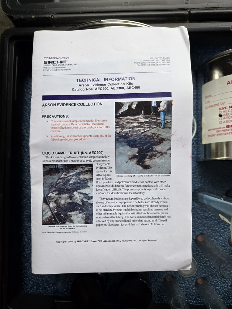 Sirchie Arson Investigation Solid Sampler Kit #AEC300