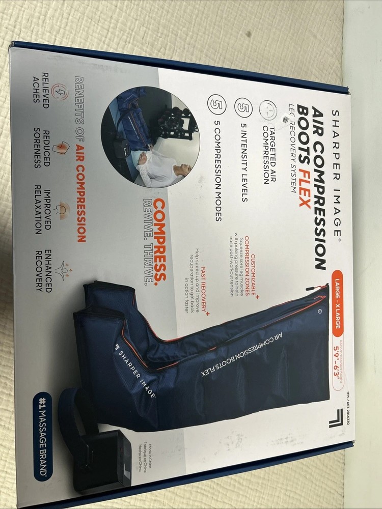 Sharper Image Air Compression Boots Flex Leg Recovery System Large/X-Large Blue