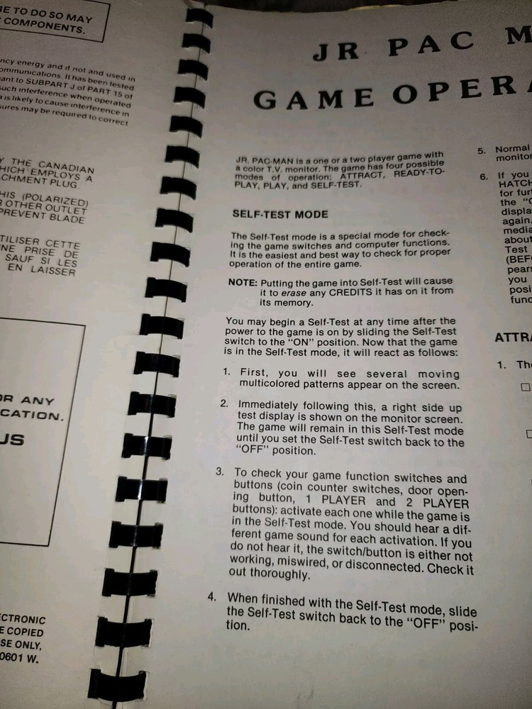 Jr. Pac-Man Manual Arcade Bally