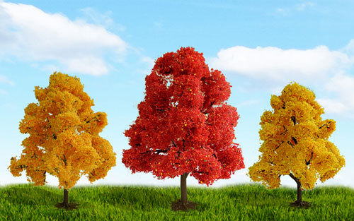 MP SCENERY 4 Fall Deciduous Scenic Deciduous Trees HO Scale Architectural Train