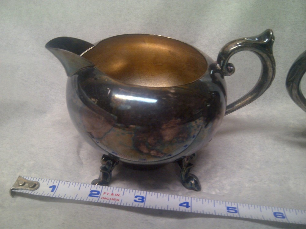 Vintage Silver Over Cooper Creamer And Sugar Bowl