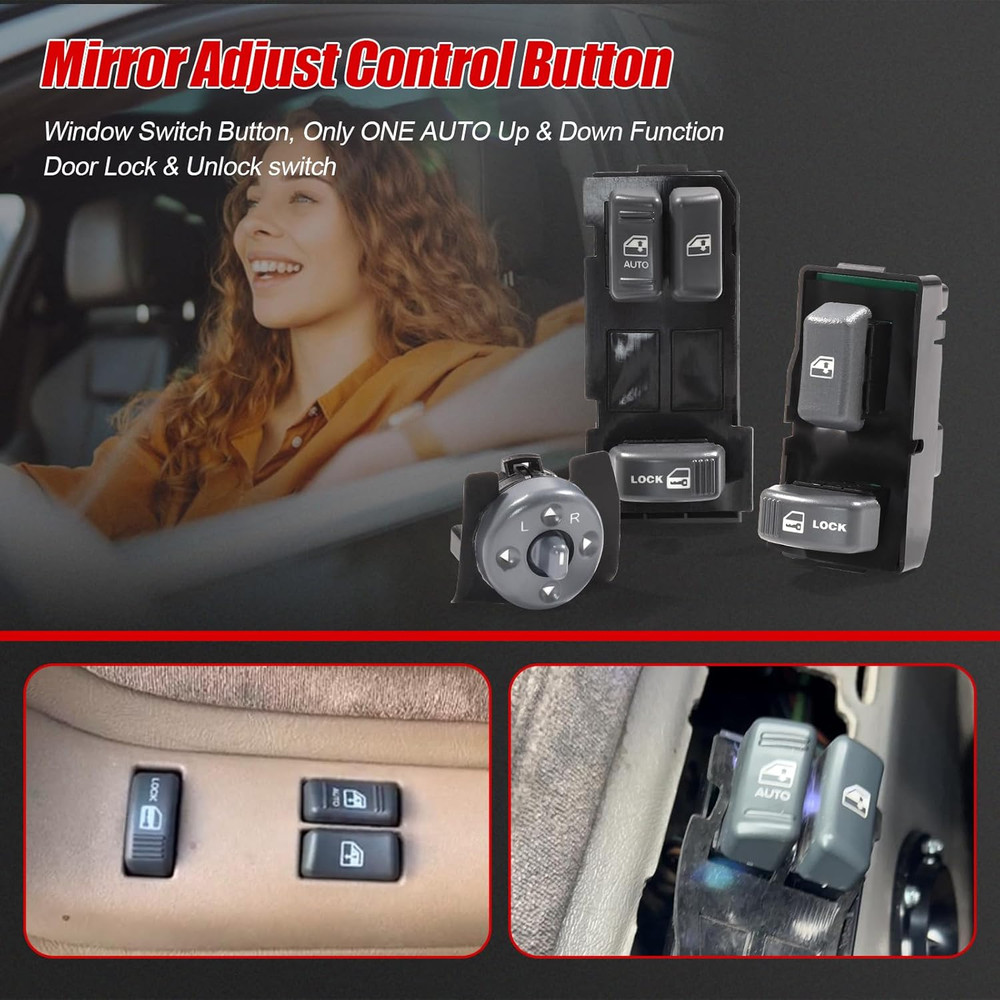 Power Window Control Switch Button&Passenger Side Door Lock Switch&Mirror Switch