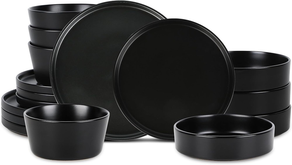 Celina Modern Stoneware 16-Piece Dinnerware Set Cereal & Dinner Bowls Dinner