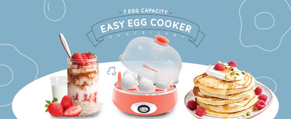 Egg Cooker, 7 Eggs, Hard, Medium, Soft Boiled Eggs, Poacher, Omelet Maker