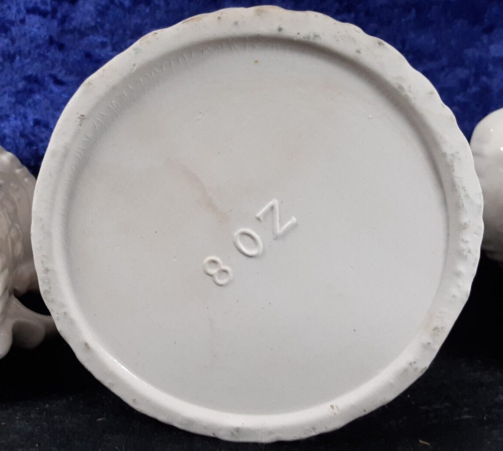 Vintage Ceramic Creamer / Measuring Cup set; Grapevine Pattern; 2,4,8 oz; EX