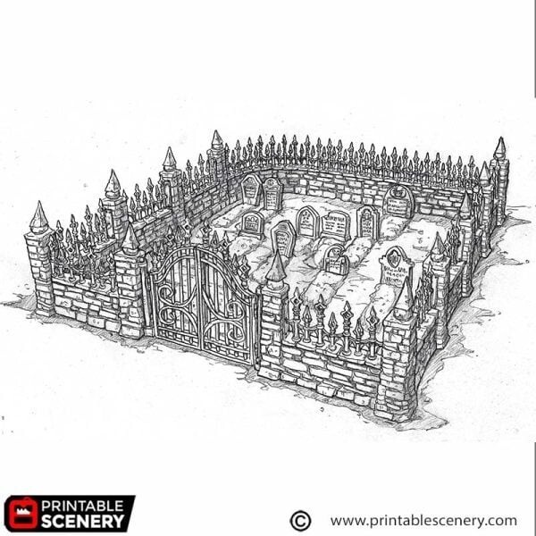 OpenLock Graveyard Corpses, Crypts 3D Printed Tabletop Terrain DND (28mm)