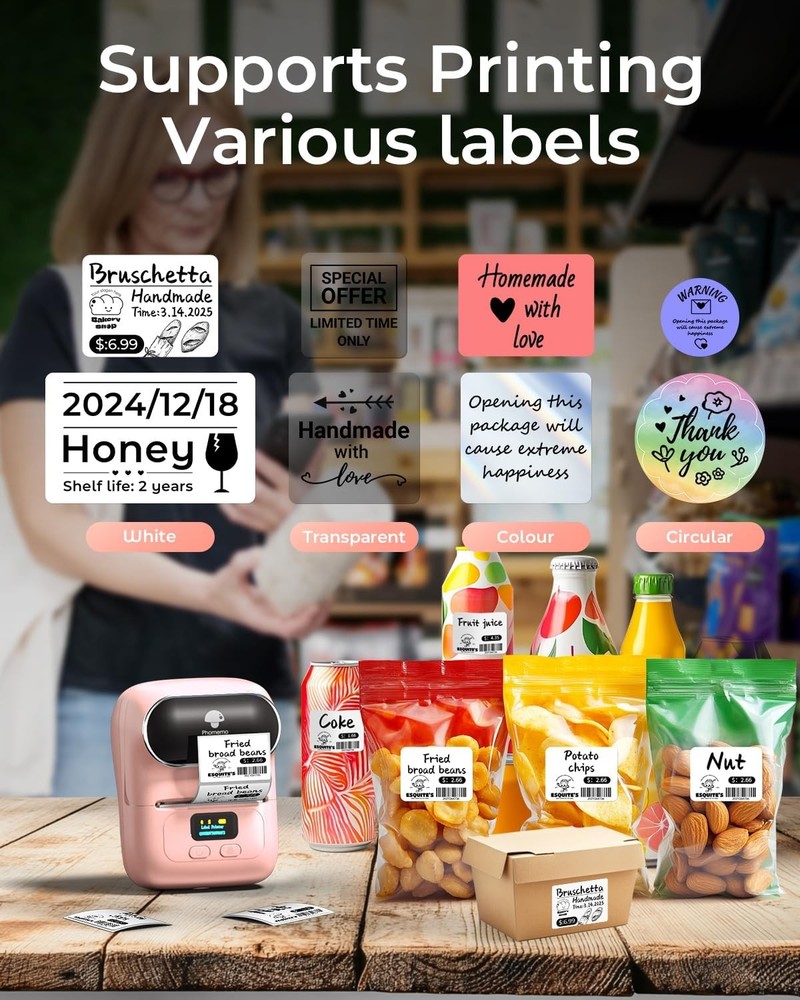 Phomemo M110 Thermal Label Makers- Barcode Label Printer Bluetooth Label Maker