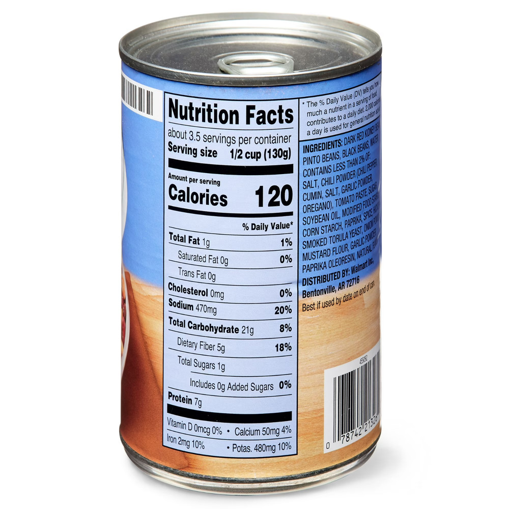 12 pack,Great Value Mixed Chili Beans, 15 oz Can.