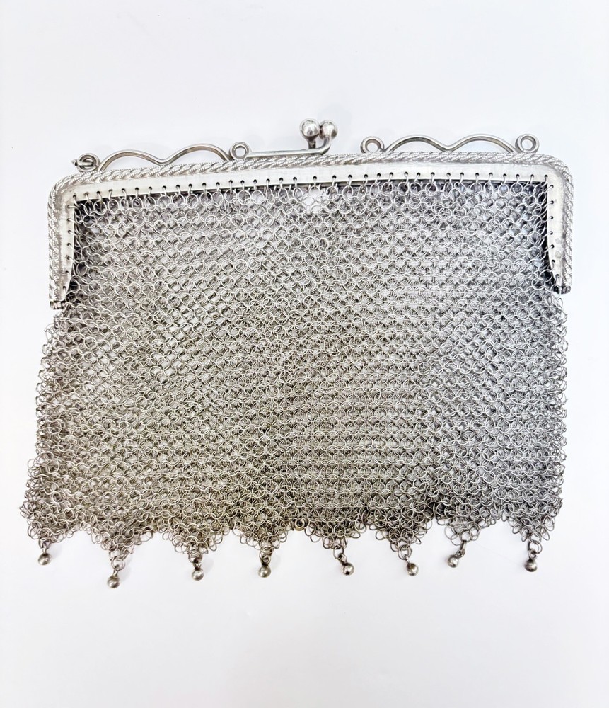 Antique Sterling Silver Mesh Purse Missing Handle 104g