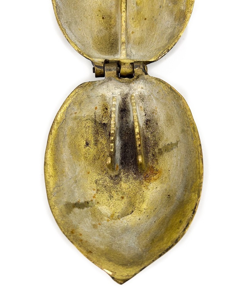 Vintage Solid Brass Heavy Walnut-Shaped Nut Cracker w Sturdy Hinge - Becara