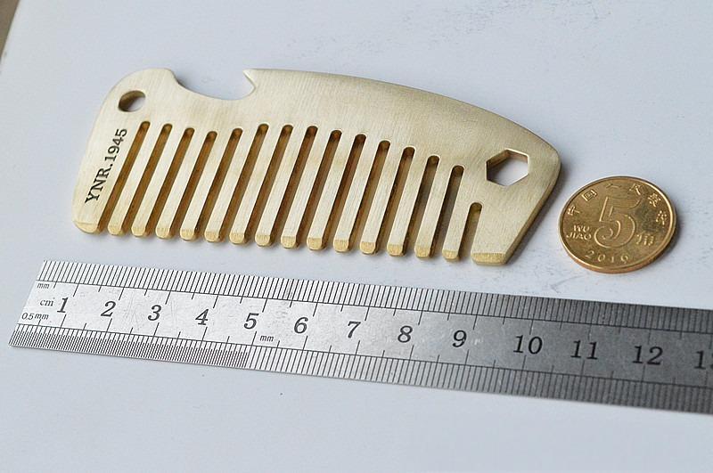 Solid Brass Hair Beared Comb with Bottle Opener Wrench EDC Portable Multi Tools