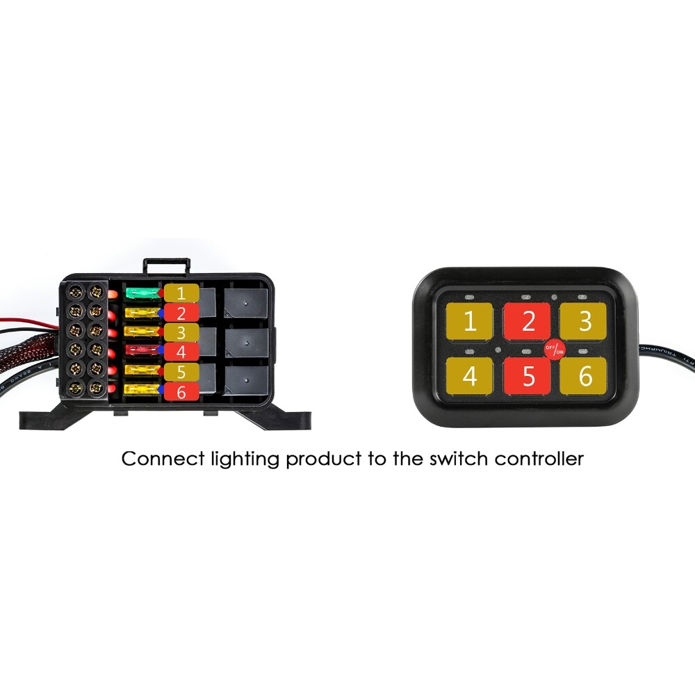 Auxbeam 6 Gang Switch Panel BC60 Universal Circuit Control Relay System Blue UTV
