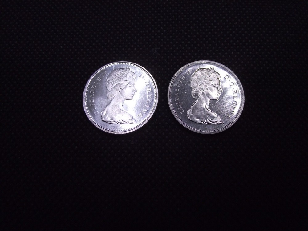 Unc Canada 1968 Silver & Non-silver 25 Cent Coins