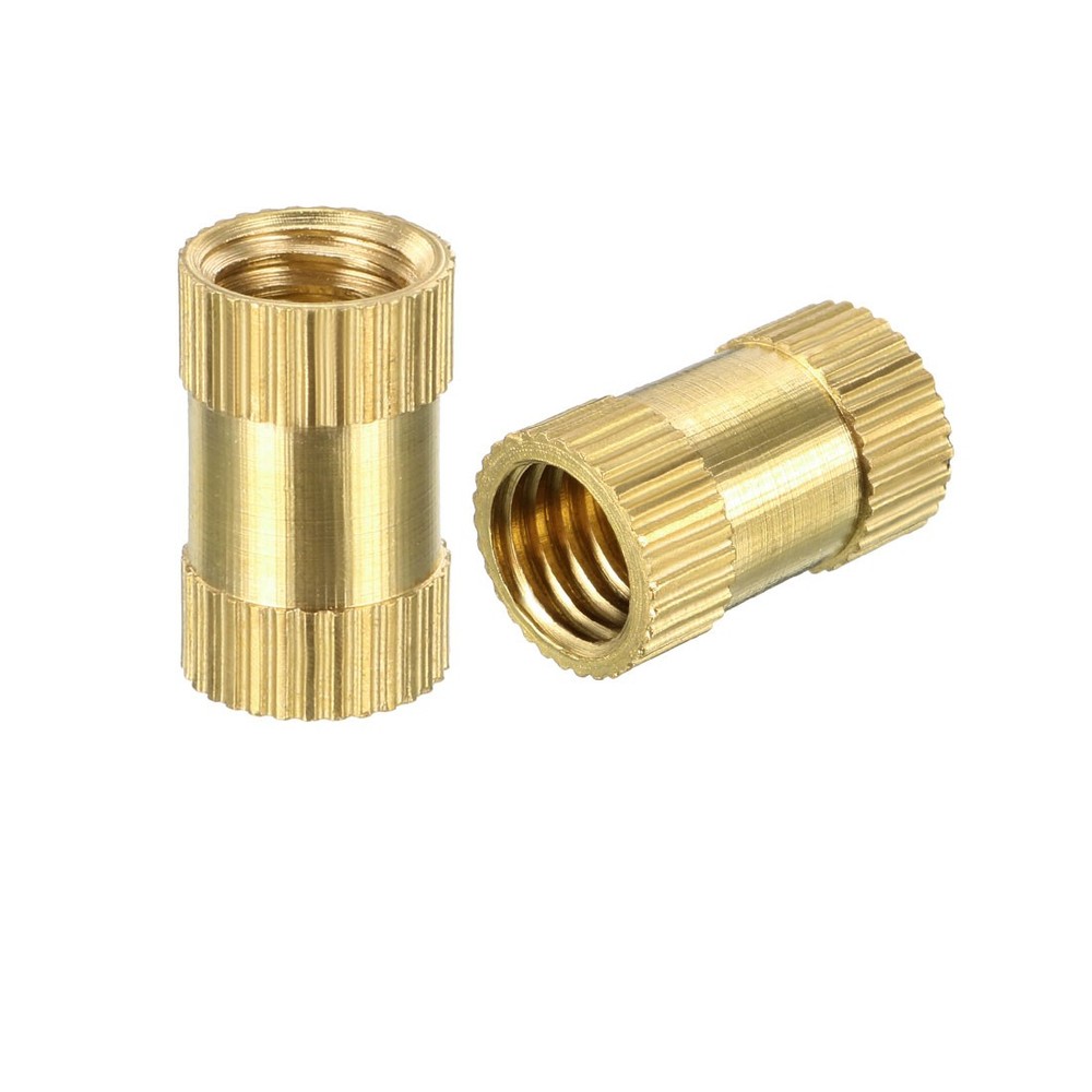 M8 x 16mm(L) x 10mm(OD) Brass Knurled Threaded Insert Embedment Nuts, 10 Pcs
