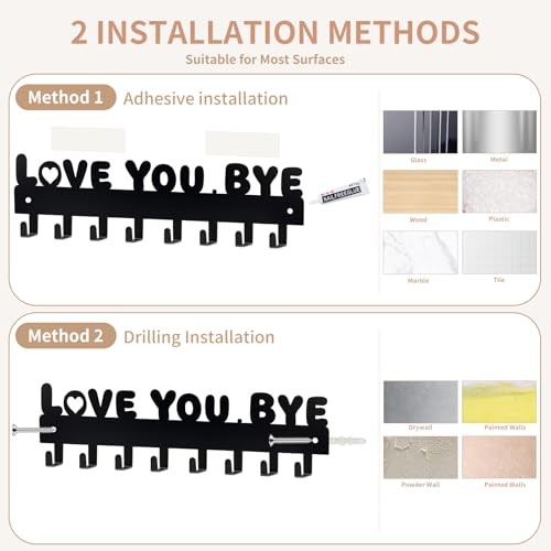 Key Holder for Wall, Key Hooks with 8 Hooks, Key Holder Wall Mount Self