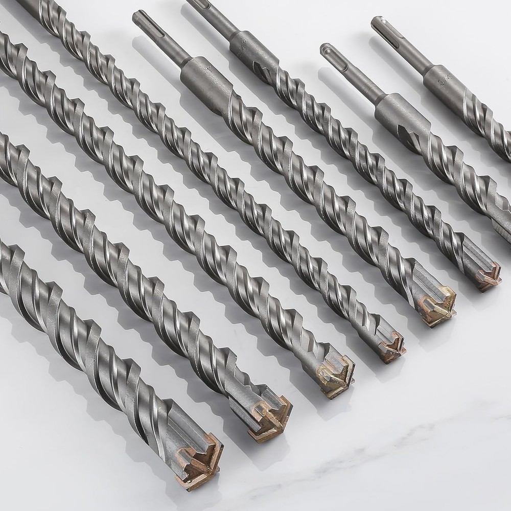 Concrete Drill Bit 5pcs 3/8" X 6"-4" Cross-Type Double Thread Carbide 3/8 in
