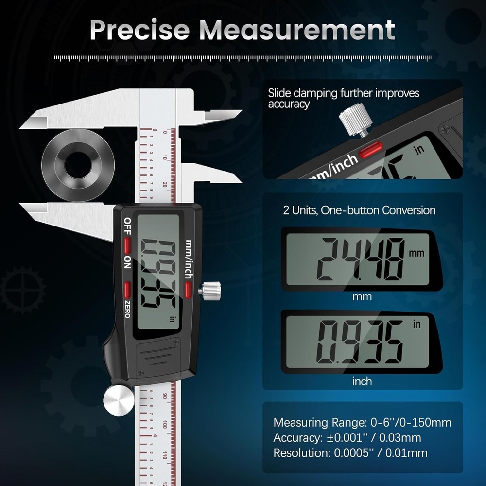 Housolution Digital Caliper 6 Inch, Measuring Tool Industrial 150mm
