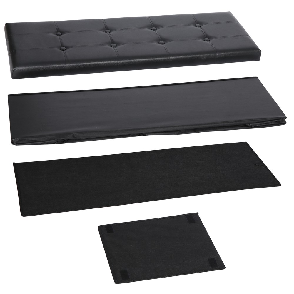 Black Folding Storage Ottoman Bench Storage Stools Footrest for Home Storage Use