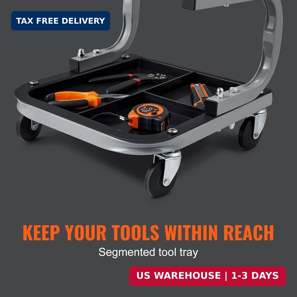 Rolling Creeper Garage/Shop Seat, 250 LBS Capacity Padded Rolling Workshop Stool