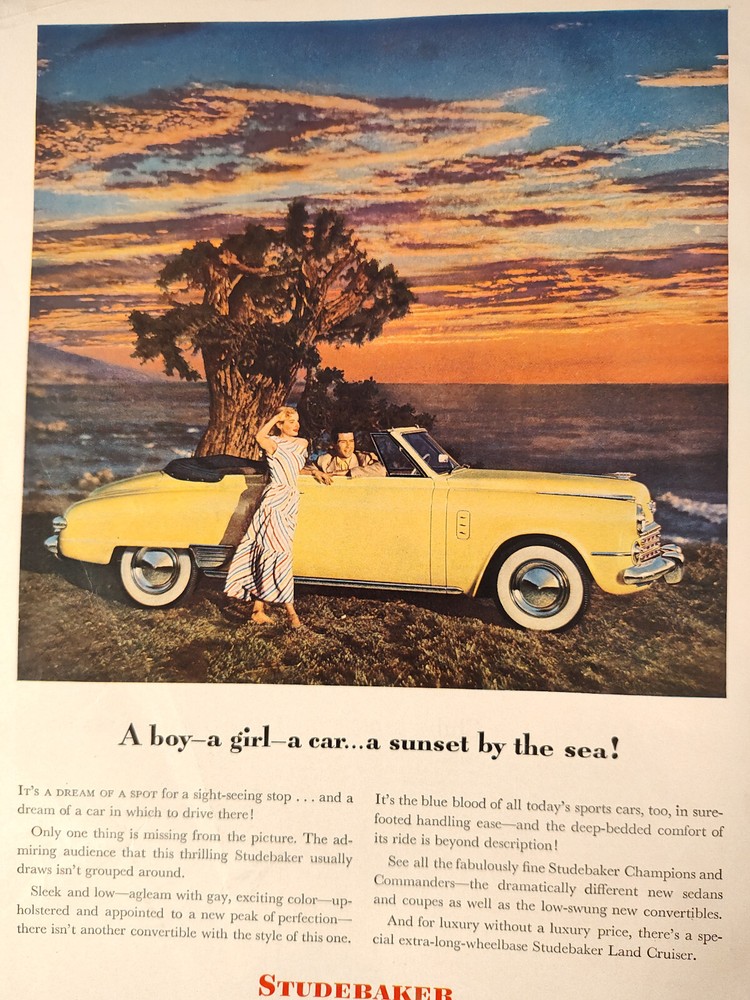 1948 Original Esquire Art Ads FRONT COVER (only) Ad for STUDEBAKER